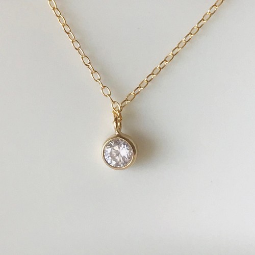 K10WG Shimenawa Diamond Pendant 40.0cm Dia 0.10ct ネックレス