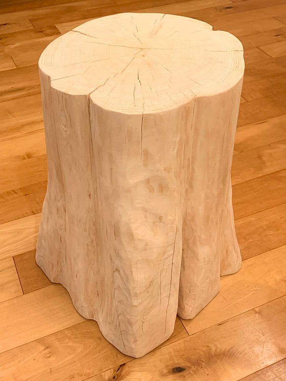 新しいスタイル 天然ヒノキ 白木仕上げ 丸太椅子 直径約28㎝ 高さ約 