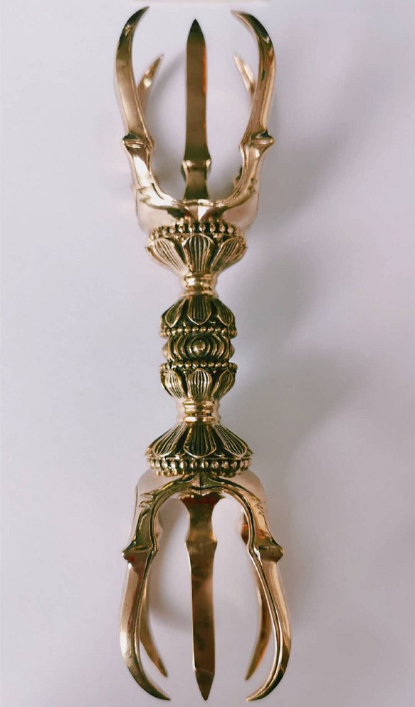 チベット仏教法器 真言宗 三鈷杵 金剛杵 密教法具 真鍮製 vajra 20cm