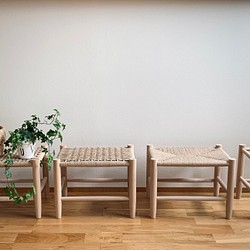 ペーパーコード スツール 子ども椅子 オットマン サイドテーブル　グリーンスタンド　観葉植物 1枚目の画像