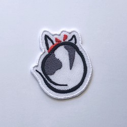 鍬形蕙斎「鳥獣略画式」猫　刺繍シール ワッペン 1枚目の画像