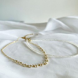 choker necklace　チョーカーネックレス　パールネックレス　フラワーネックレス　２本セット　 1枚目の画像