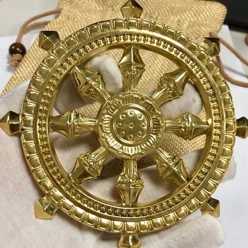 仏教法器 真言宗 法輪 輪宝 密教法具 チベット 真鍮製 11.5cm 置物 