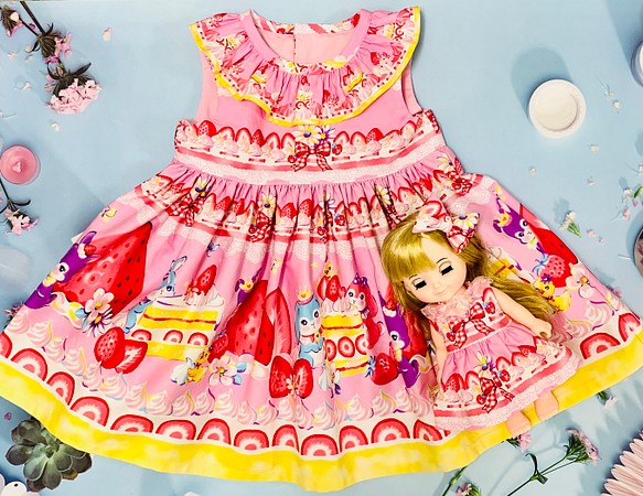 子供服 ワンピース ドール服 セット ウサギ柄 子供服 Mari 通販 Creema クリーマ ハンドメイド 手作り クラフト作品の販売サイト