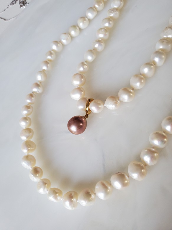 18k Pearl 淡水パールネックレス 天然 jewelry necklace-