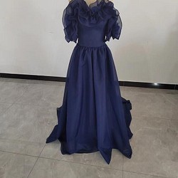 定制派對禮服 清爽柔和的藍色 奢華意大利緞面 絲綢 優雅 第1張的照片