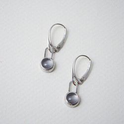 簡單小石系列-粉水晶‧純銀硫化染黑法式耳勾耳環 (一對) 第1張的照片