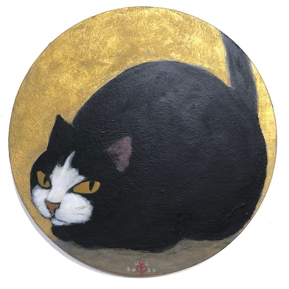 肉筆画 「そーねこ」 円型20／2682-004改 絵画 草介組画廊 creema支店