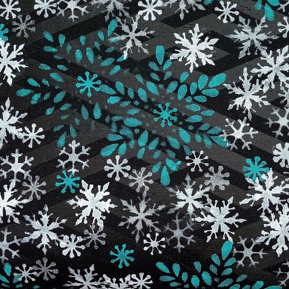 正絹名古屋帯 雪の結晶 ステンシルで染めました 雪の季節やクリスマス ...
