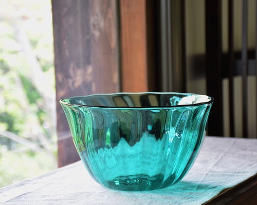 全国配送料無料 ガラス鉢（大)　ハンドメイド　被せガラス 食器