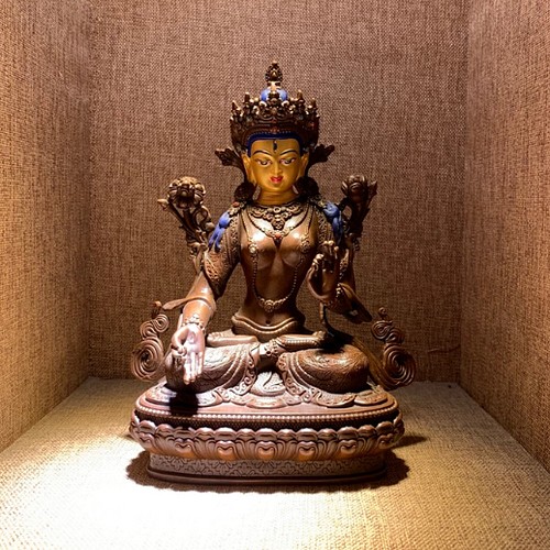 チベット仏教 仏像黄財神座像 銅製品 彩繪 仏師で仕上げ品 彫刻 7寸 