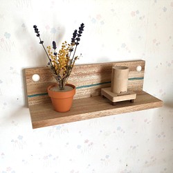 くすのきの棚☆ブルーライン☆壁掛け用☆ＫＲ００９☆木工雑貨 1枚目の画像