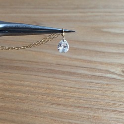 氷の雫みたいな涙型ダイヤの一粒ネックレス 0.24ct K18 ネックレス