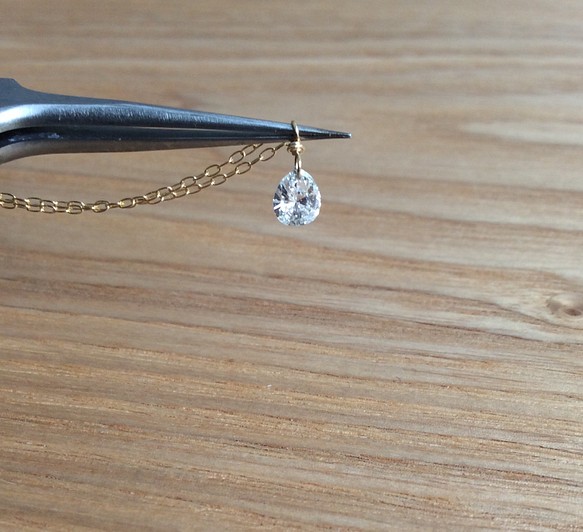 K18 ダイヤモンド ネックレス ペアシェイプ 0.10ct しずく型