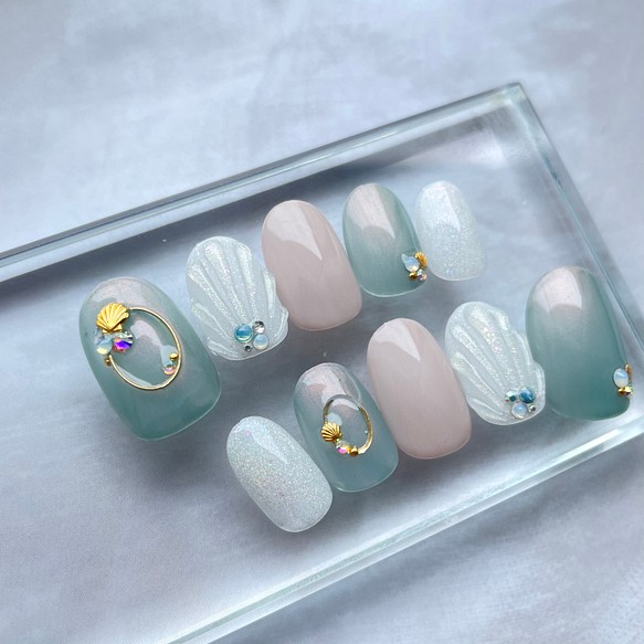 ネイルチップ マーメイドネイル 人魚の鱗ネイル ネイルチップ ネイルシール Miiz Nail 通販 Creema クリーマ ハンドメイド 手作り クラフト作品の販売サイト