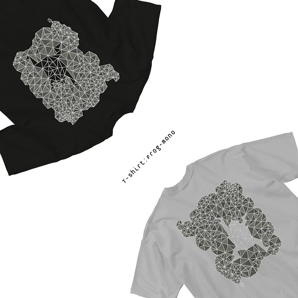ビックシルエットデザインTシャツ/// Frog_mono：ブラック/シルバーグレー 1枚目の画像