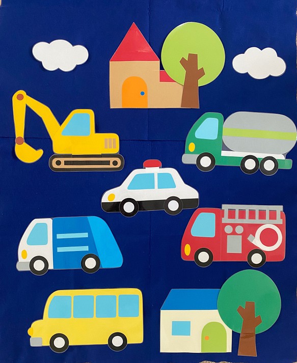お買得！】 はたらく車 壁面飾り 幼稚園 保育 のりもの パトカー 消防車 救急車 画用紙