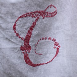 アンティークリネン＊大きなクロスステッチ刺繡のショルダーバックC 1枚目の画像