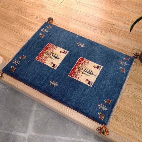 ラグ祭り】ペルシャ ギャッベ 玄関マット 88×60cm カーペット・絨毯