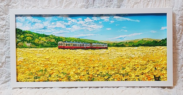 油絵 絵画 【菜の花畑を走る小湊鉄道】 www.disdukcapil.paserkab.go.id