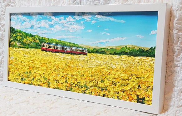 油絵 絵画 【菜の花畑を走る小湊鉄道】 www.disdukcapil.paserkab.go.id