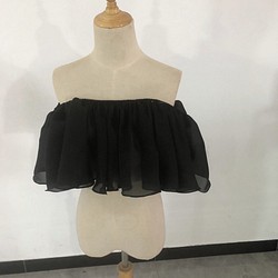 ウエディングドレス ブラック 色 オフショルダー　色直し　サイズ調整可能 1枚目の画像