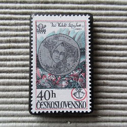 チェコスロバキア　切手ブローチ8198 1枚目の画像