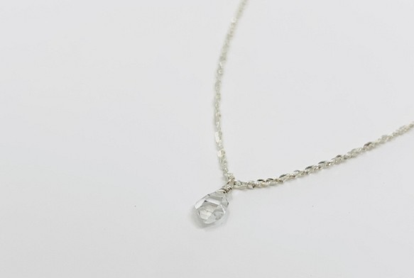 【silver925】一粒のハーキマーダイヤモンド　ネックレス　選べるチェーン　ツイスト or ペタルチェーン 1枚目の画像