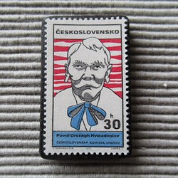 チェコスロバキア　切手ブローチ8216 1枚目の画像