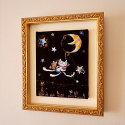 rinさま オーダー専用ページ/手彩色ジクレー版画・猫のエミリー☆・5（額装） 1枚目の画像