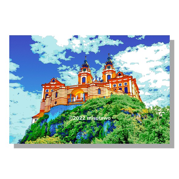 【選べる3枚組ポストカード】オーストリア 丘の上のメルク修道院【作品No.391】 1枚目の画像