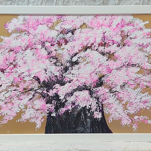 油絵 絵画 大桜【Ａ2】-