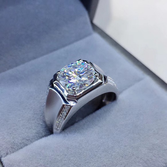 3.0カラット 輝く モアサナイト ダイヤ メンズ リング KWG 指輪