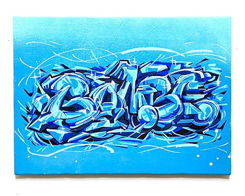 キャンバス原画 33.3㎝×24.2㎝ 【 Aqua Graffiti 】 絵画 BOMBG World