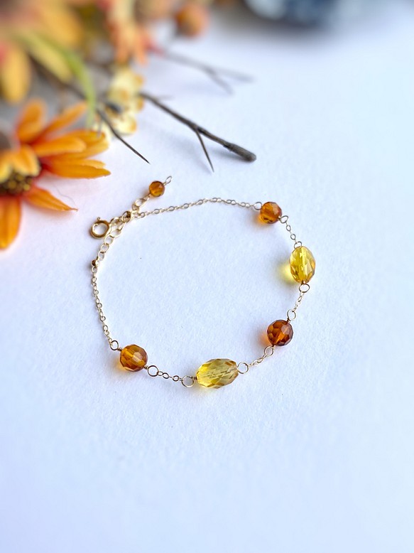 14kgf Baltic Amber bracelet 〜悠久の時の贈り物〜 琥珀 ライスカット