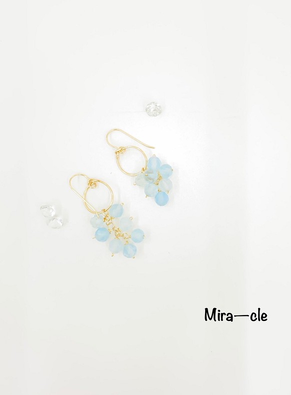 14kgf☆天然石【アクアマリン】ピアス ～Mira-cle～ ピアス（フック ...