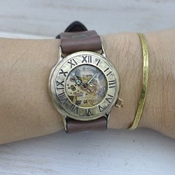 BHW139 手動上鍊 黃銅 36mm Roman Numeral Bezel Normal 皮帶 手工手錶 [BHW139 R 第1張的照片