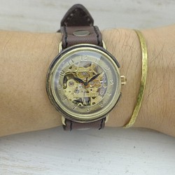 BHW059 手動上鍊黃銅 36mm 阿拉伯數字縫紉機 Stitch Belt 手工手錶 [BHW059 Sewing Mach 第1張的照片