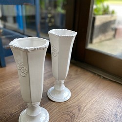 白陶器 アレンジポット 2個セット 送料無料 一輪挿し 花瓶 花器 花 千の草 チグチグ 通販 Creema クリーマ ハンドメイド 手作り クラフト作品の販売サイト