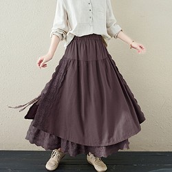 【受注製作】秋のお洒落新品 大人っぽ上品な綿麻スカート 1枚目の画像