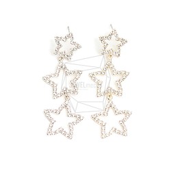 ERG-2144-G【2個入り】トリプルスターピアス,Triple Star Earrings/21mm x 60mm 1枚目の画像