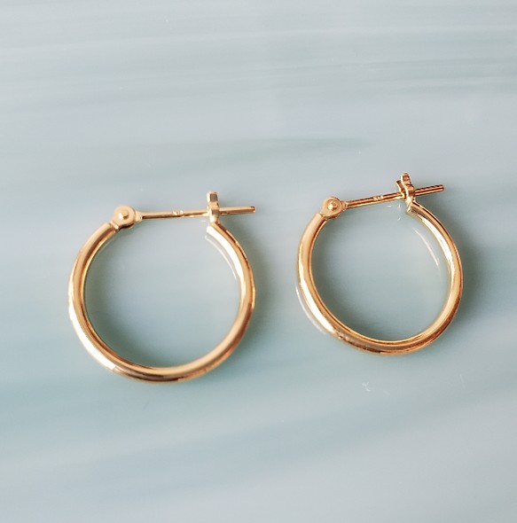 18Kイエローゴールド・フープピアス1.5mm幅×15mm emmanuelfranca.com.br