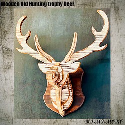 Hunting trophy MI-MI-MOKO(ミーミーモコ) 木製ハンティングトロフィー 鹿 オールド仕上げ 1枚目の画像