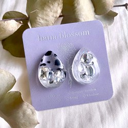 glass drop clear dalmatian Earrings 1枚目の画像