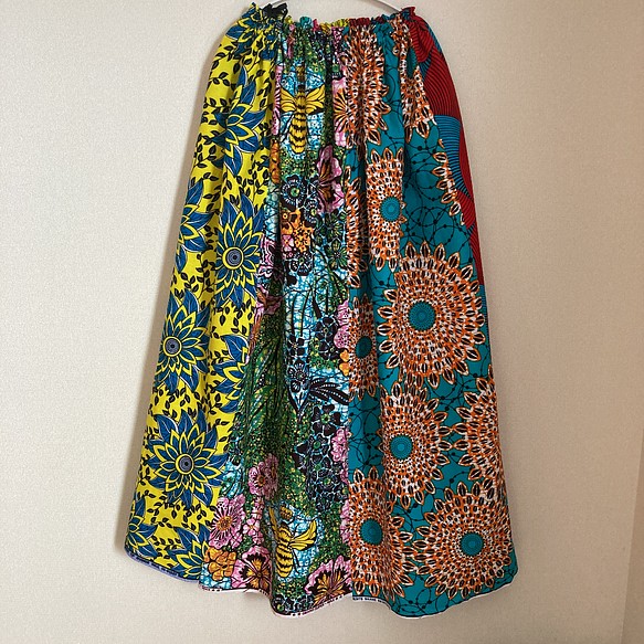アフリカン　パッチワークギャザースカート♪ 1枚目の画像