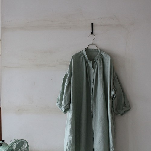 秋オススメ ドロップショルダー ロングシャツ＊french linen100