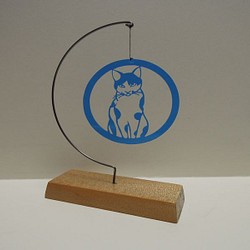 ネコの卓上モビール　（青） 1枚目の画像