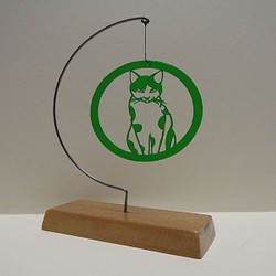 ネコの卓上モビール　（グリーン） 1枚目の画像