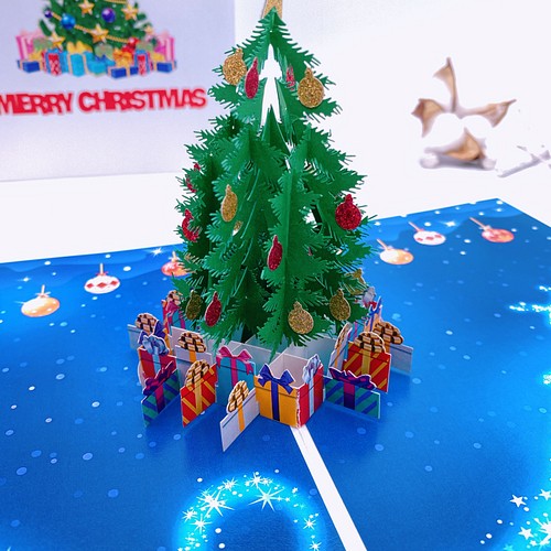 クリスマスカード クリスマスツリー 手作りクリスマスポップアップ 