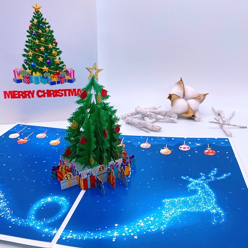 クリスマスカード クリスマスツリー 手作りクリスマスポップアップ 